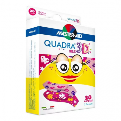 Master Aid Quadra Girls 3D Παιδικά Τσιρότα Με Σχέδια Για Κορίτσια, 20 τεμάχια